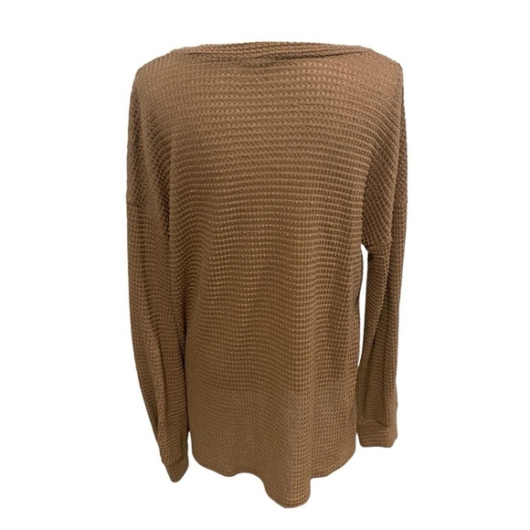 Jodifl Waffle Knit High Low Sweater Caramel Brown Size Medium - Picture 3 of 14